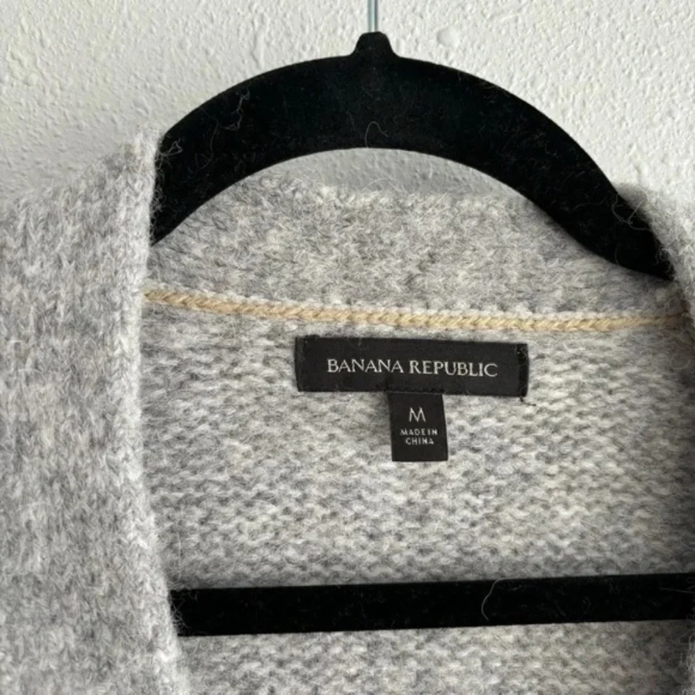 Banana Republic Alpaca Blend Oversized Heather Grey Cardigan with Pockets - Picture 4 of 7